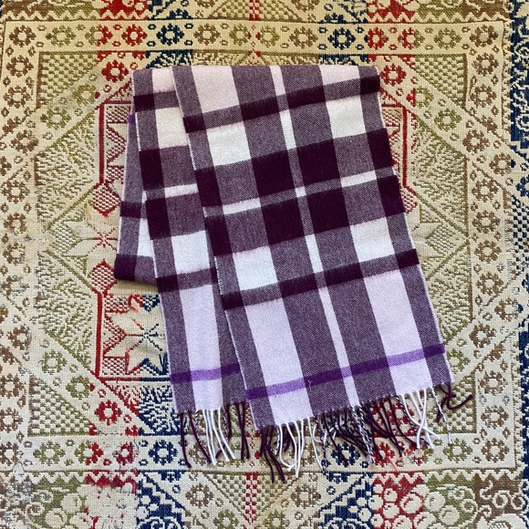 Kiltane of Scotland Purple Plaid Wool Scarf - Picture 3 of 5